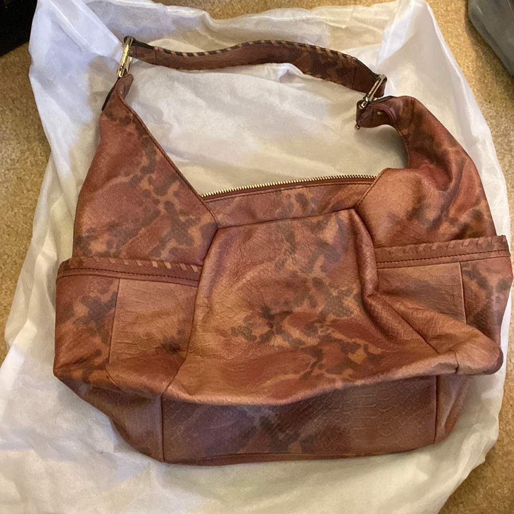 Aimee Kestenberg animal print reptile leather shoulder purse